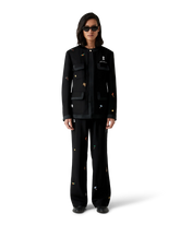 Embroidered Motif Wool Tailored Trousers